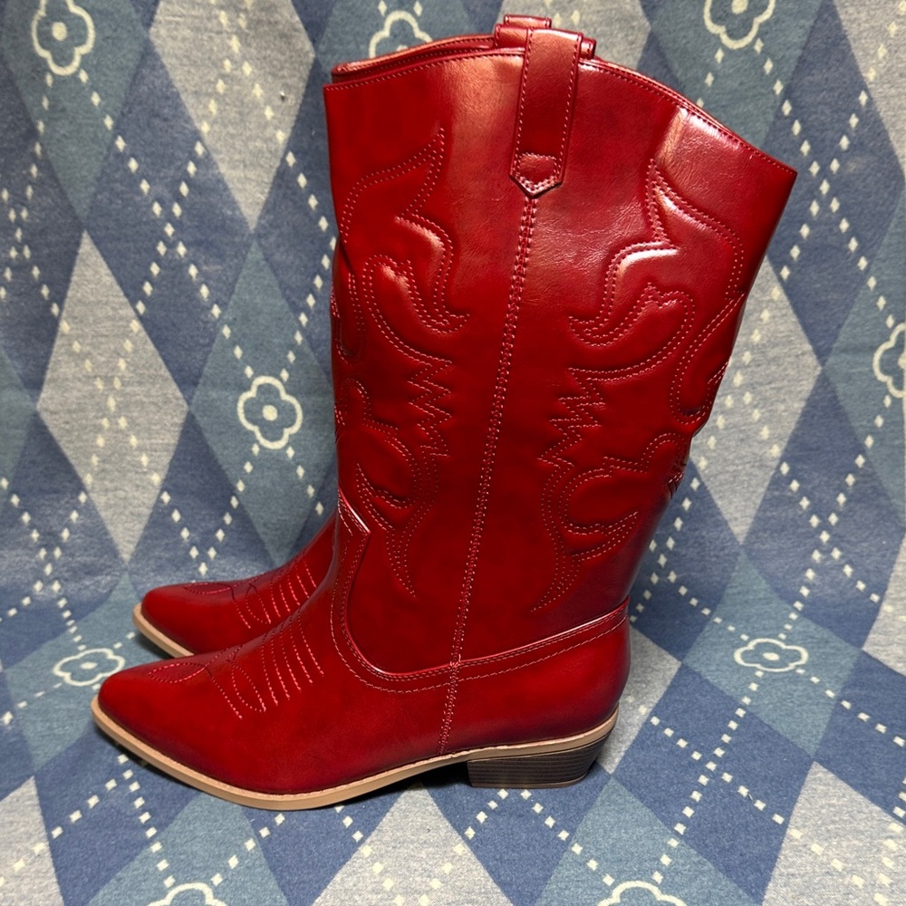 Women's Red Over-the-Knee Western Boots